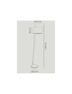 Lámpara Linood – Milan - Lámpara de pie de madera de roble y pantalla ajustable en altura de 100% lino