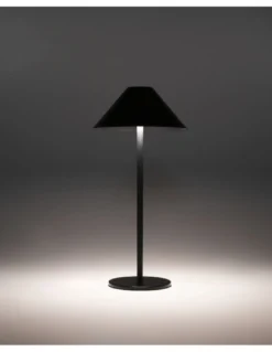Lámpara portátil de exterior Sirina – FORLIGHT – Lámpara táctil con USB negra, 3 intensidades lumínicas, LED regulable