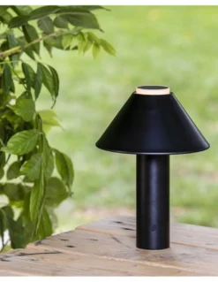 Lámpara portátil negra Fuji – Faro – IP44 con batería recargable, brillo ajustable, táctil