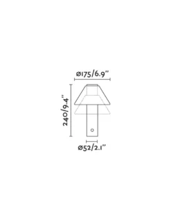 Lámpara portátil negra Fuji – Faro – IP44 con batería recargable, brillo ajustable, táctil