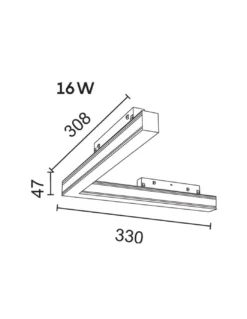 Ángulo difusor para carril 48V Magneto – Mantra – Acabado negro, LED regulable/no regulable