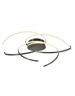 Plafón de techo Cadence - Schuller - Lámpara minimalista de acero negro y silicona