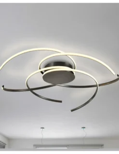 Plafón de techo Cadence - Schuller - Lámpara minimalista de acero negro y silicona