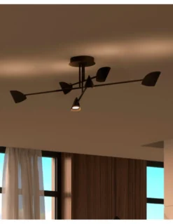 Plafón de techo Capuccina – Mantra – Lámpara de techo 6 luces, LED 3000K, negro-blanco