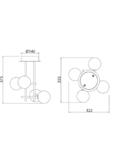 Plafón de techo Cellar – Mantra – Lámpara de techo bola, 4 luces, G4