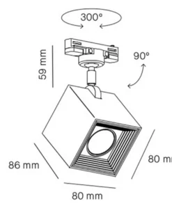 Plafón de techo Dau 80 F - Milán - Foco LED cúbico orientable para carril monofásico