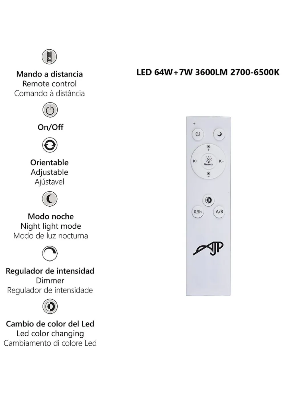 Plafón de techo Garona - AJP – Lámpara minimalista LED regulable