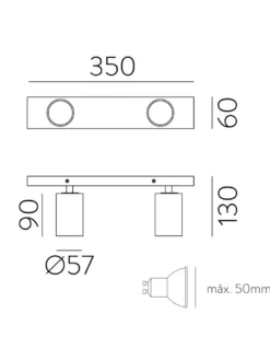 Plafón de techo Gina - ACB - Foco 2 o 3 luces orientables