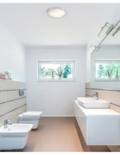 Plafón de techo Logos – Faro – Lámpara de baño, Blanco/Níquel