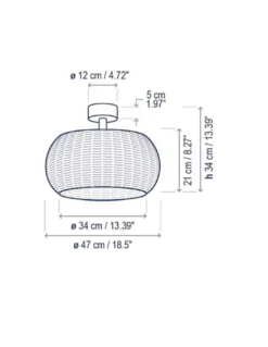 Plafón de techo Perris – Bover – Lámpara de exterior, Pantalla de fibra sintética, Diámetro: 47 cm