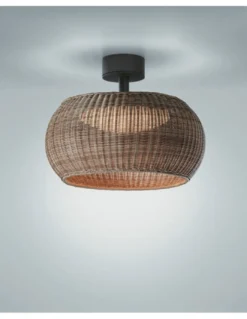 Plafón de techo Perris – Bover – Lámpara de exterior, Pantalla de fibra sintética, Diámetro: 47 cm
