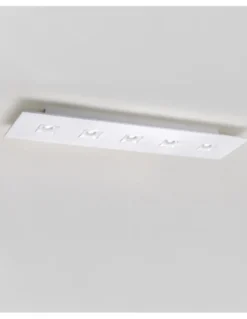Plafón de techo Polifemo - Milan - Foco rectangular blanco, 5 luces