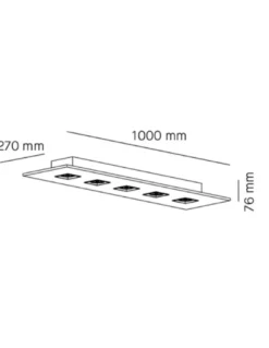 Plafón de techo Polifemo - Milan - Foco rectangular blanco, 5 luces