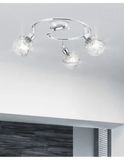 Plafón de techo Rolo – AJP – Lámpara de metal y cristal, 3 luces