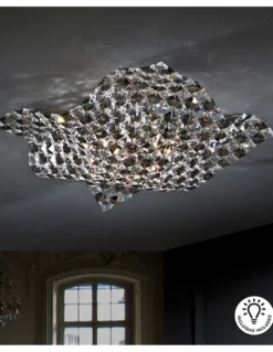 Plafón de techo Satén - Schuller - Plafón original con malla de cristales facetados, diseño sofisticado