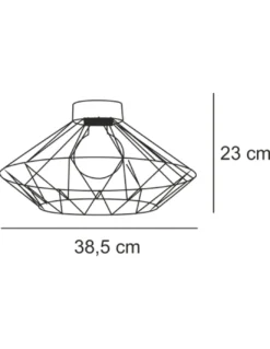 Plafón de techo Sequoia – IDP Lampshades – Lámpara jaula de metal y efecto madera