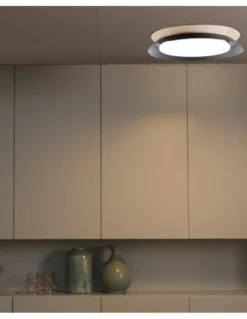Plafón Techo Tender - Faro - LED Blanco y Madera, estilo nórdico, Ø 45 cm