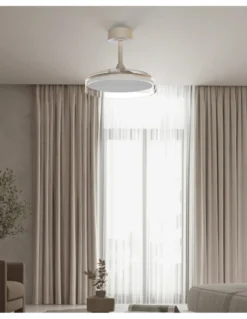 Plafón ventilador con luz Glass - Mantra - Aspas retráctiles transparentes, LED regulable y mando a distancia