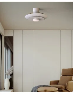 Plafón ventilador con luz Kyoto - Mantra - Ventilador blanco con aspas transparentes, luz regulable y motor ultrasilencioso