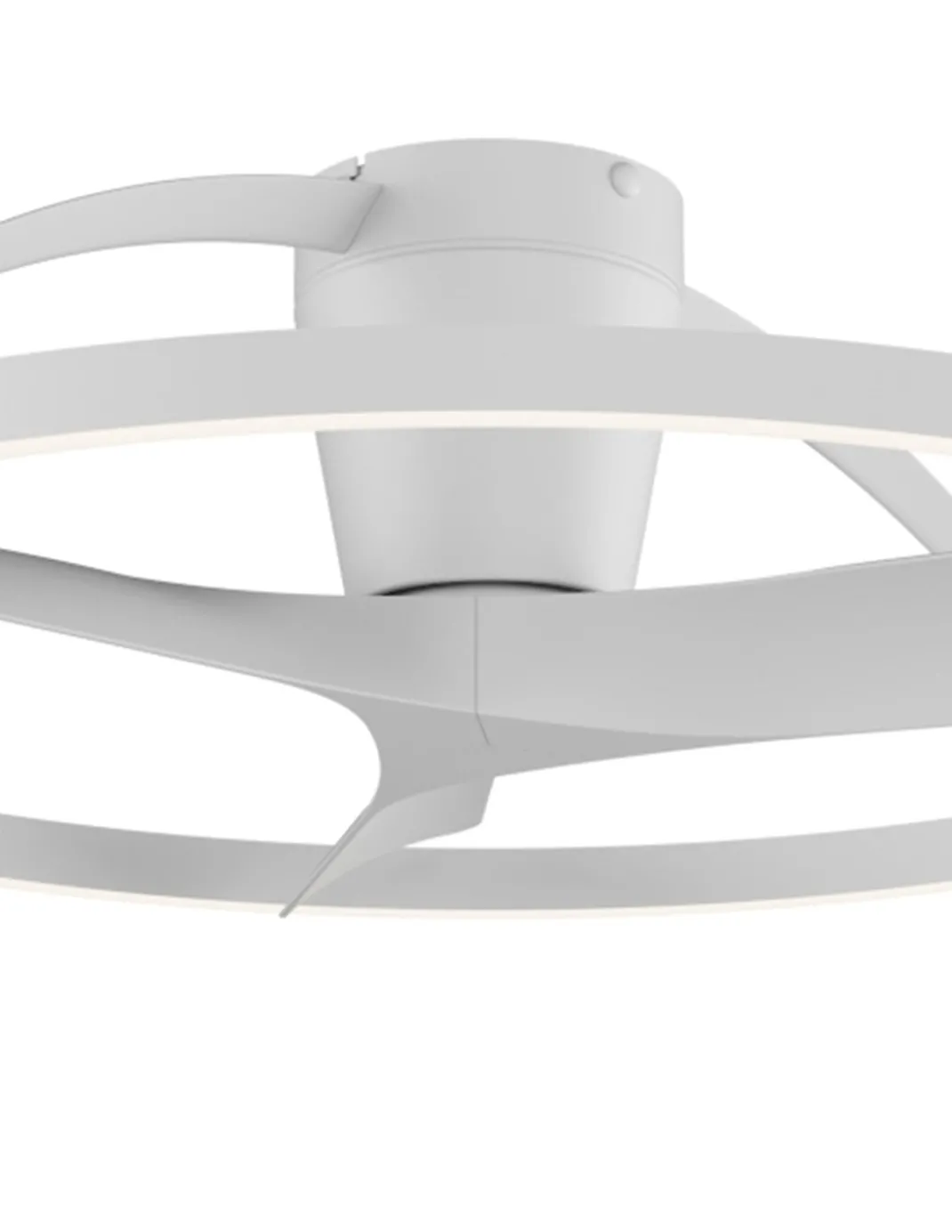 Plafón ventilador con luz Nepal II - Mantra - Ventilador blanco con aro decorativo, aspas reversibles y luz regulable