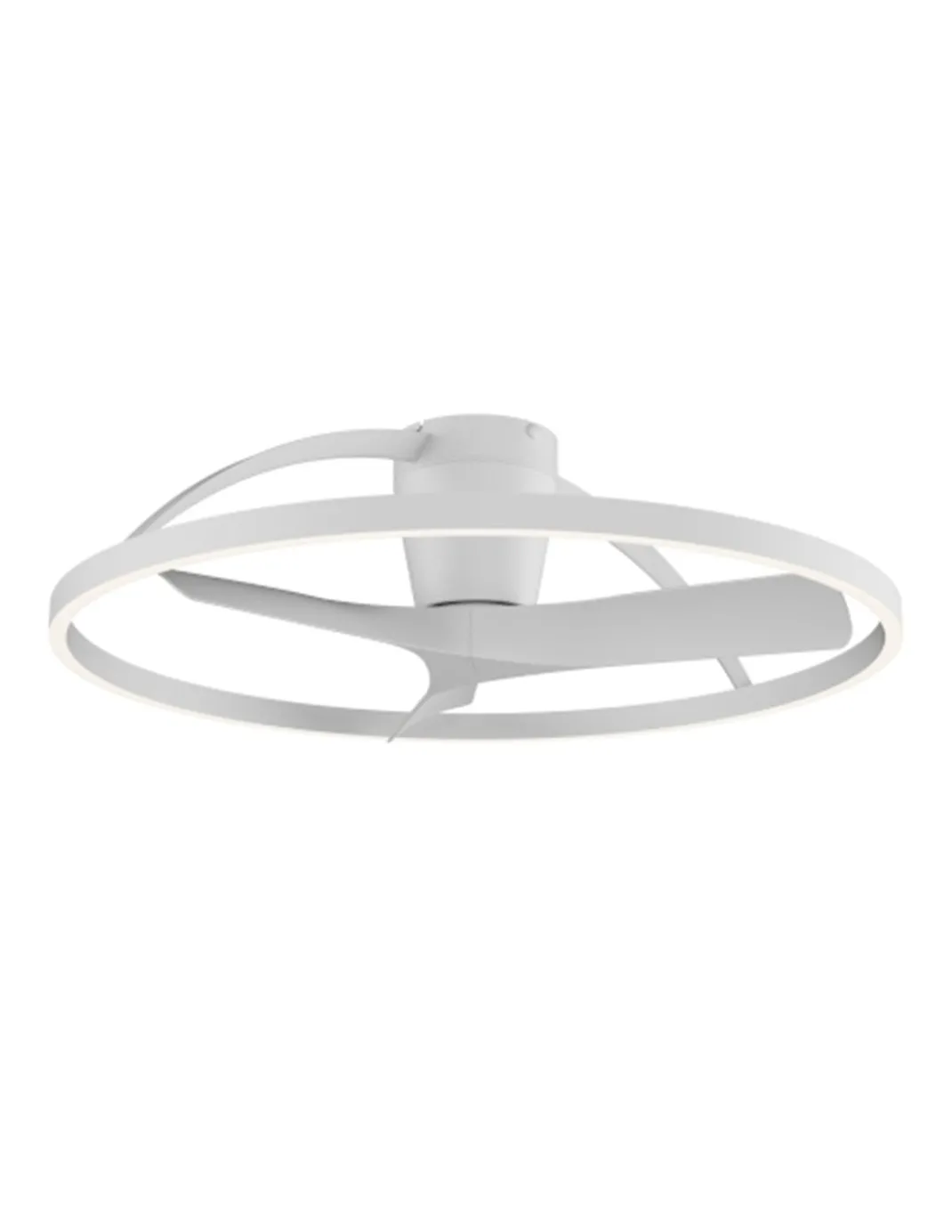 Plafón ventilador con luz Nepal II - Mantra - Ventilador blanco con aro decorativo, aspas reversibles y luz regulable
