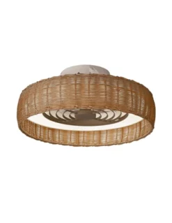Plafón ventilador Kilimanjaro Mini – Mantra – Ventilador de ratán, LED regulable, 2 opciones de montaje
