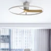 Plafón ventilador Nepal II - Mantra - Aro decorativo, acabado blanco y madera y luz regulable