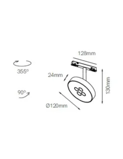 Proyector de carril magnético 48V Cookie – Beneito & Faure – Lámpara LED 2700K o 3000K, Aluminio blanco o negro