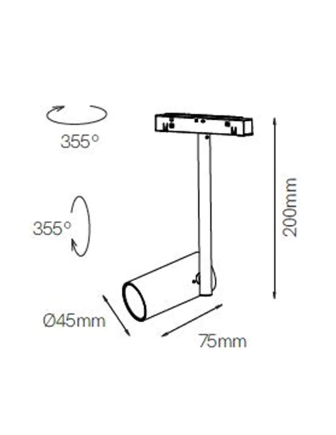 Proyector de carril 48V Dot – Beneito & Faure – Lámpara LED 2700K/3000K, Cabezal orientable 355º, Acabados: blanco/negro