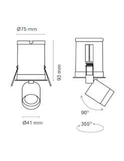 Proyector de techo empotrable Paw - Nexia - Convertible en downlight empotrado