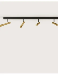 Regleta de techo Ycro - Aromas - Foco de techo proyector dorado y negro, 4 luces LED regulables Dali/Push