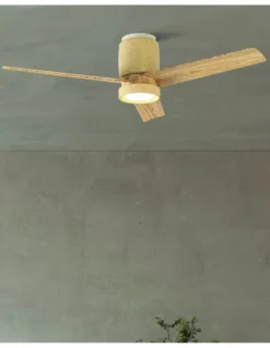 Ventilador con luz Cerámica M - Mantra - Ventilador de techo bonito en cerámica beige y madera