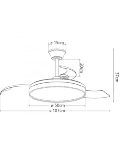 Ventilador con luz Dublin - AJP - Ventilador blanco ultrasilencioso con 3 aspas retráctiles y mando a distancia