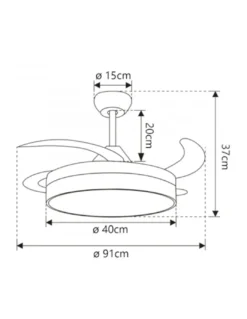 Ventilador con luz Mini Togo - AJP - Negro ultrasilencioso con 3 aspas retráctiles y mando a distancia