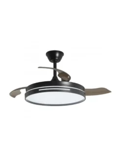 Ventilador con luz Mini Togo - AJP - Negro ultrasilencioso con 3 aspas retráctiles y mando a distancia
