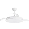 Ventilador con luz Nova - AJP - Ventilador blanco ultrasilencioso con 3 aspas retráctiles y mando a distancia