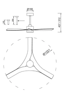 Ventilador con Luz Thai - Mantra - LED regulable, 8 velocidades, inverter