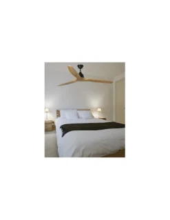 Ventilador de techo Alo - Faro - Ventilador sin luz, aspas de madera, apto para techo inclinado