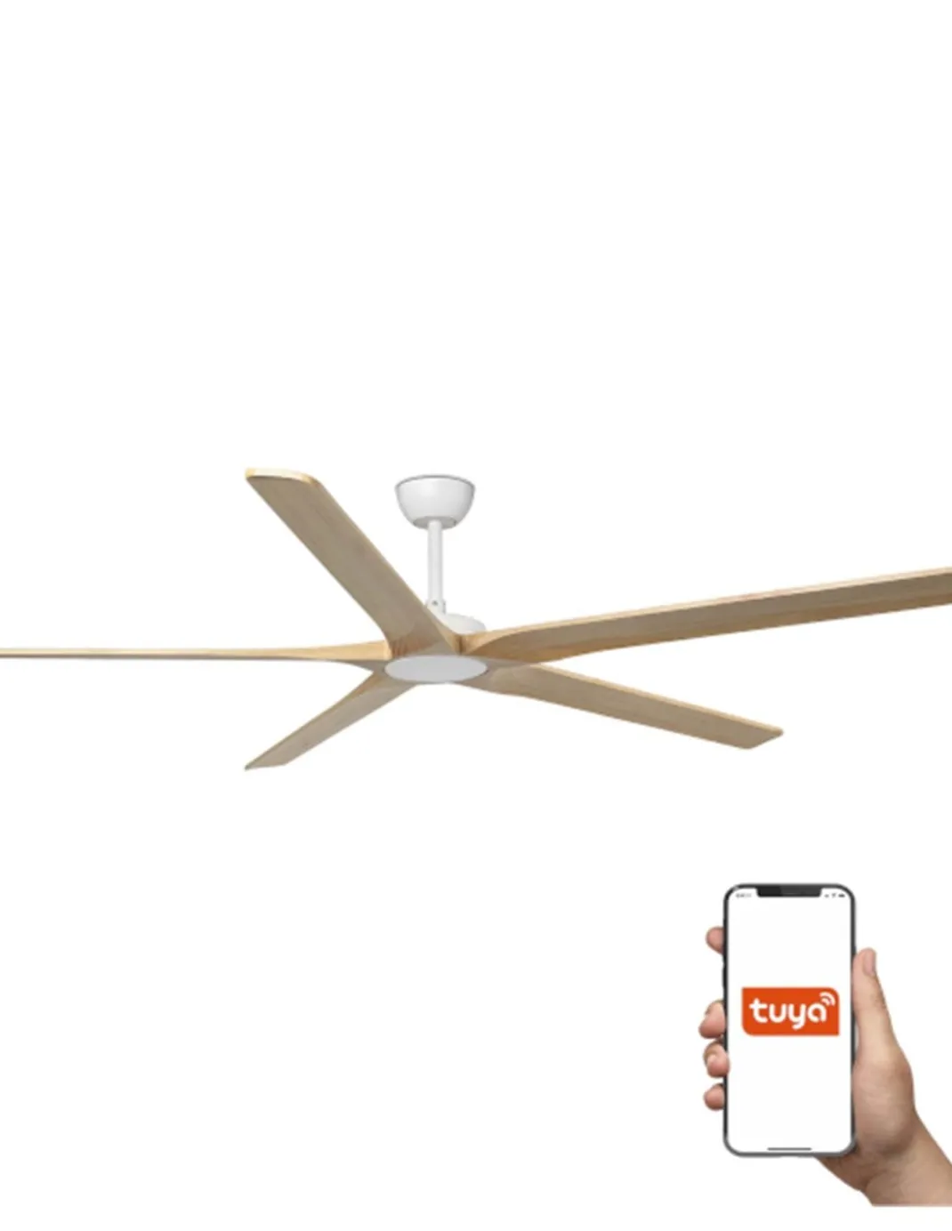 Ventilador de techo Bigwood 20 XL - Faro - Ventilador Smart Tuya, palas de madera de pino