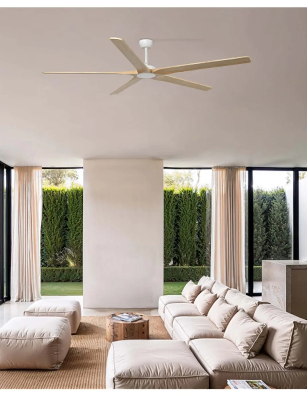 Ventilador de techo Bigwood 20 XL - Faro - Ventilador Smart Tuya, palas de madera de pino