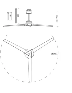 Ventilador de techo con luz Brisa - Mantra - Ventilador grande, apto para exterior IP44, 8 velocidades