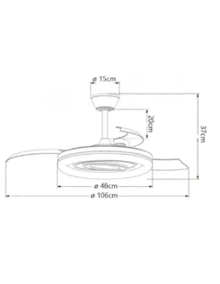 Ventilador de techo con luz Bribón - AJP - Blanco con difusor decorativo, aspas retráctiles y modo brisa