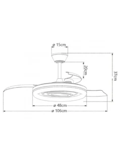 Ventilador de techo con luz Bribón - AJP - Ventilador blanco con luz regulable, aspas retráctiles y difusor decorativo