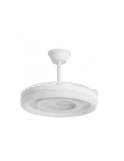 Ventilador de techo con luz Bribón - AJP - Ventilador blanco con luz regulable, aspas retráctiles y difusor decorativo