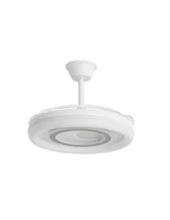 Ventilador de techo con luz Bribón - AJP - Aspas retráctiles en acabado blanco y plata con luz regulable