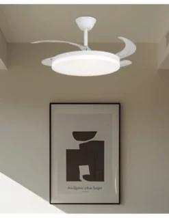 Ventilador de techo con luz Creta - AJP - Blanco con aspas reversibles, luz regulable y mando a distancia