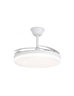 Ventilador de techo con luz Creta - AJP - Blanco con aspas reversibles, luz regulable y mando a distancia