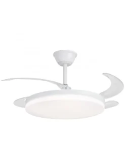 Ventilador de techo con luz Creta - AJP - Blanco con aspas reversibles, luz regulable y mando a distancia