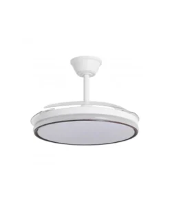 Ventilador de techo con luz Dublin - AJP - Aspas retráctiles en madera oscura con mando a distancia y luz regulable
