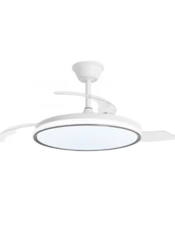 Ventilador de techo con luz Dublin - AJP - Aspas retráctiles en madera oscura con mando a distancia y luz regulable